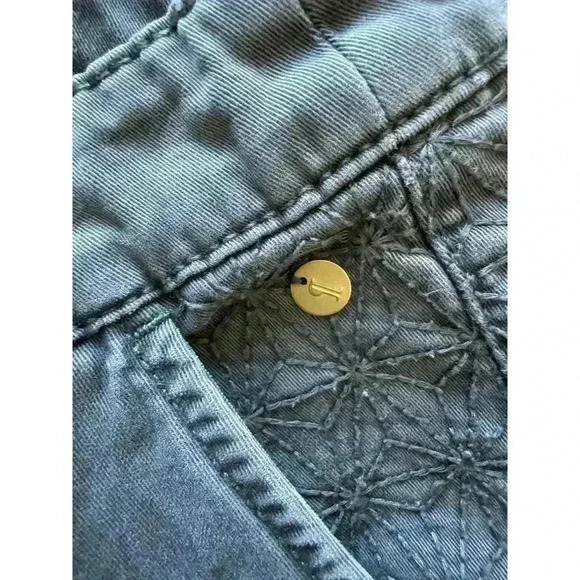 Anthropologie Grey Chinos with Floral Embroidered Detail Straight Leg Pants - Picture 4 of 8